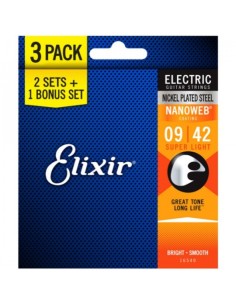 Elixir 16540 PACK DE 3 JGOS ELÉCTRICA NANOWEB 9-42