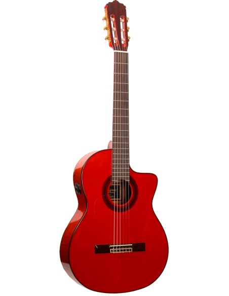 Jose Gomez F80NAC-CEQ-ROJA GUITARRA FLAMENCA AMPLIFICADA CAJA ESTRECHA